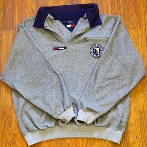 Vintage Tommy Hilfiger Athletics 1/4 Zip Pullover Fleece Spell Out Large #6149